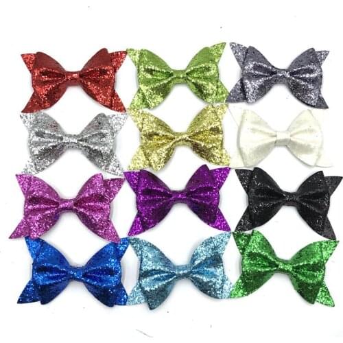 12pcs/lot 4.2" Leather Bow Withou Clips for Headband Glitter leather Hairbows DIY Hair Accessories Headwear Bandeau