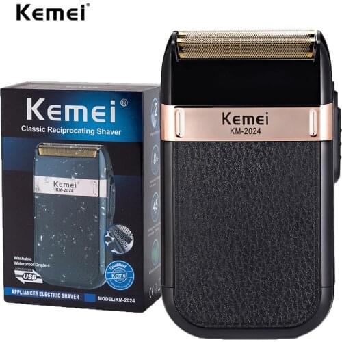 Kemei KM-2024 Electric Shaver for Men Twin Blade Reciprocating Cordless Razor USB Rechargeable Shaving Machine Barber Trimmer