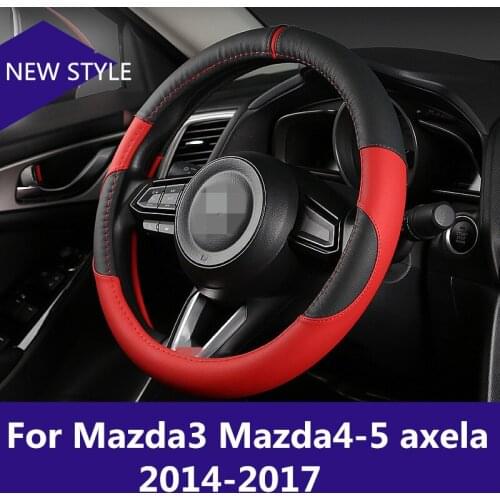 Steering Wheel Covers soft Leather braid on the steering-wheel of Car Interior accessories For Mazda3 Mazda4-5 axela 2014-2018