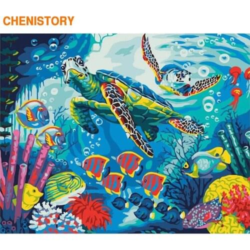 CHENISTORY Frame Sea Floor DIY Painting By Numbers Seascape Modern Wall Art Picture Hand Painted Oil Painting For Home Decor