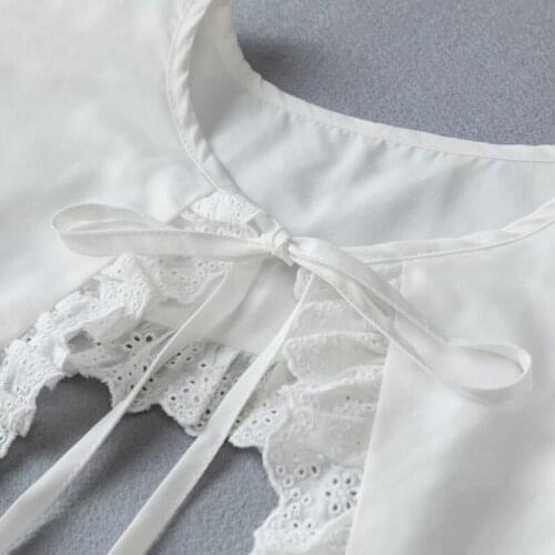 Elegant Womens Fake Collar Ornamental Faux Collar Pleated Lace Embroidery Shirt Collar Sweater Dress Collar Necklace