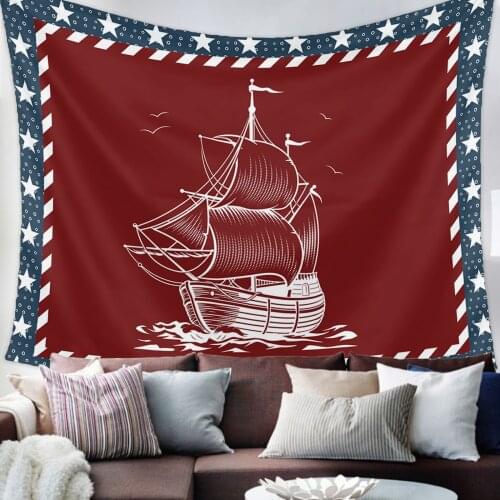 Flag Sailing Ship Tapestry Bedroom Home Decoration Wall Blanket Tapestry Bedroom Wall Hanging Yoga Mat
