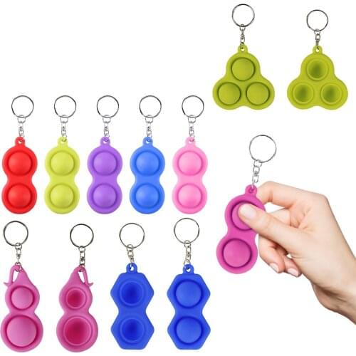 Push Fidget Simple Dimple Toy Keychain Anti Stress Relief Hand Toys Decompression Handle Push Bubble Squeeze Toys