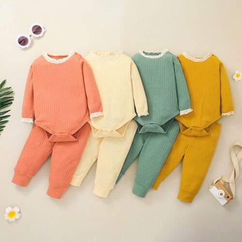 2pcs Baby Girls Boys Clothes Sets Autumn Long Sleeve Rompers and Pants Set for Children Kids