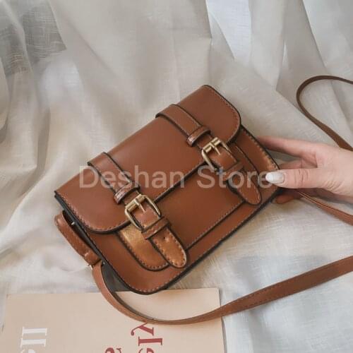 Small Crossbody Bags Girls 2020 New Vintage Handbag Retro Fashion Shoulder Bags PU Flap Casual Women Retro Hasp Messenger Bags