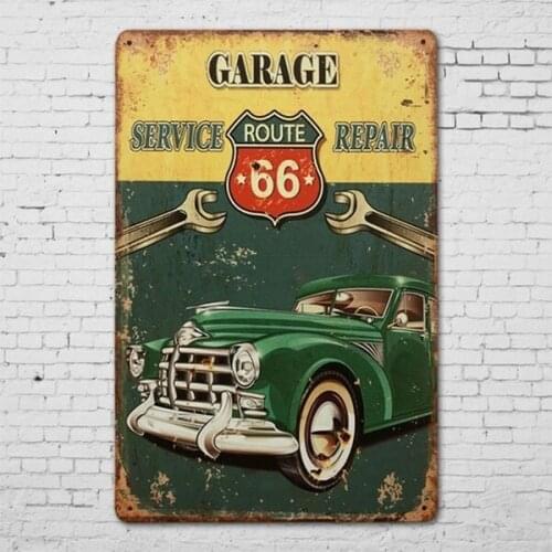 Retro Metal Tin Sign Poster Plaque Bar Pub Club Cafe Home Plate For Wall Decor Art Garage Service Route 66 Repair Garage