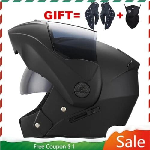 2 gifts dot Flip Up Motorcycle Helmet Modular Dual Lens for adults for man for women full face motocross casco 2 visors