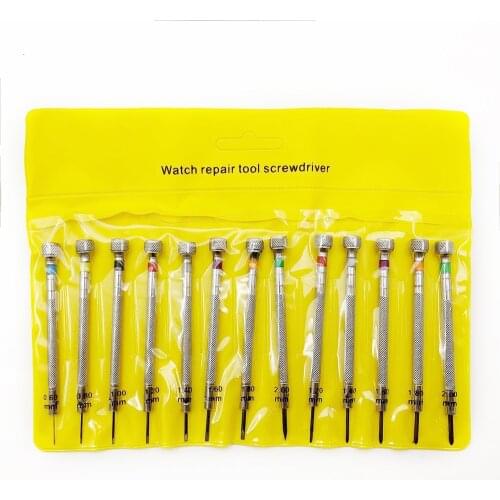 Watch Repair Tools Set 0.6mm-2.0mm Size 13Pcs/Set Watchmakers Multifunctional Opening Repair Tool Precision Screwdriver