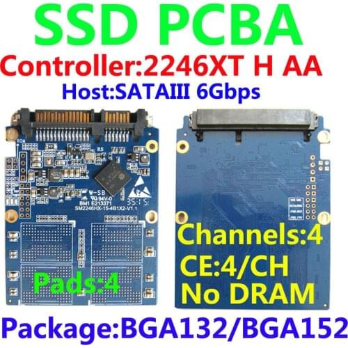 SSD PCBA Kits, SM2246XT H Controller ,SATA3(6Gbps), SSD DIY Kits, 4-pad, 4-channel 4-CE SSD Controller SSD PCBA , BGA152/BGA132
