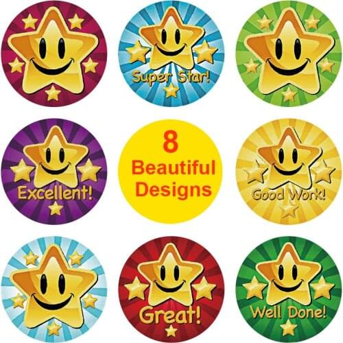 500pcs Children Reward Stickers Creative School Supplies Reward Cute Star Sticker 2.5cm Circle Kids Toy Stickers