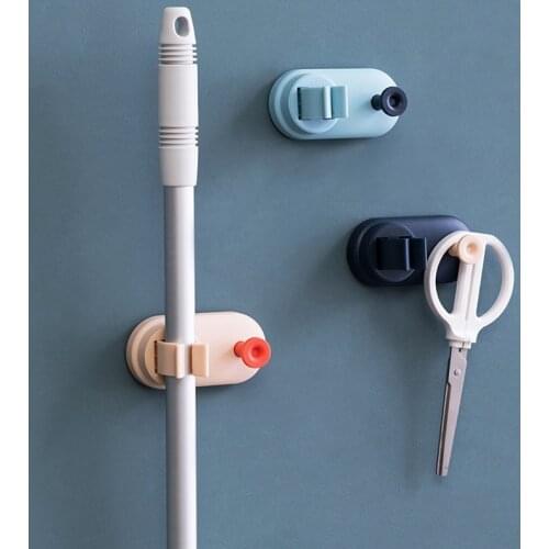 Wall-mounted Mop Holder Tower Hanger Bathroom Accessories Wall Hook Home Decor Behind-door Keys Clothes Bag Hanger Hooks Stand