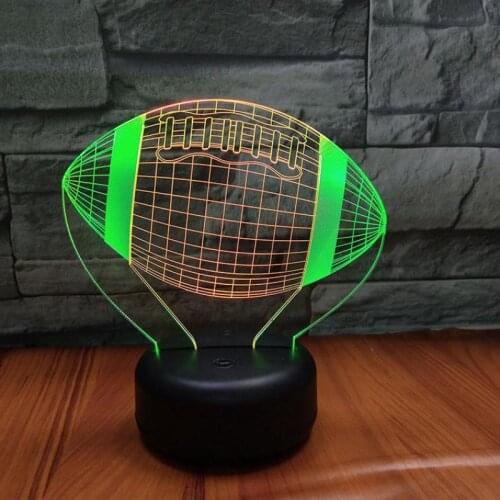 Rugby 3d Vision Night light Creative Colorful Touch Charging Led Stereo Lamp Gift 7 color change Christmas decorative lights