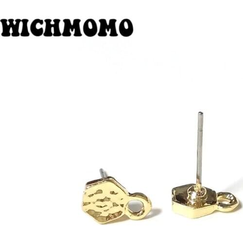 New Fashion 6mm 20pieces/bag Zinc Alloy Gold Hexagon Earring Base Connectors Linkers for DIY Earring Jewelry Accessories