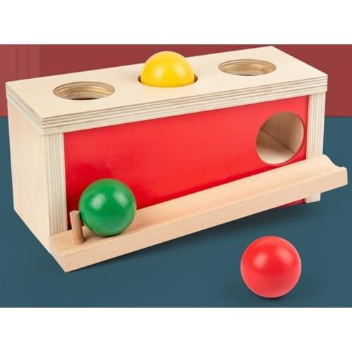 Montessori Matching Blocks Wooden Object Box Permanence Target Box with Tray Ball Montessori Toddler Early Educational Toy