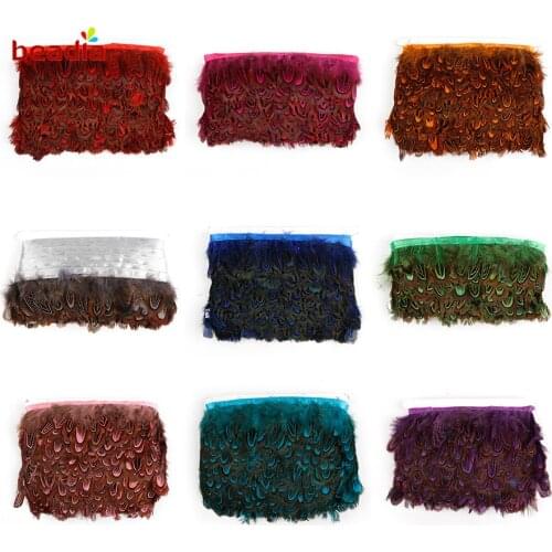10m/bag 6cm Height Multicolor Feather Lace Natural Pheasant Feather Trim Fringe Ribbon DIY Wedding Bride Feather Clothing