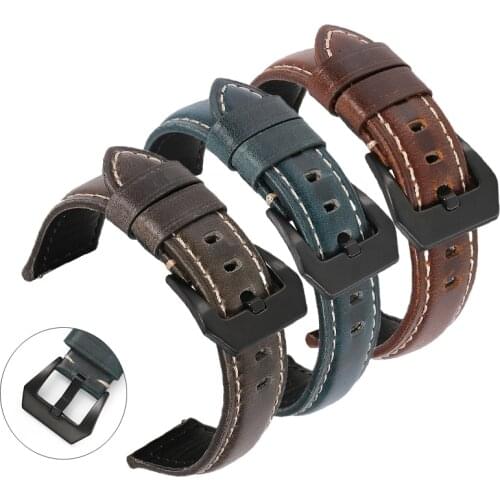 For Panerai Omega IWC Watchband Oil Wax Genuine Leather Strap Women Men Cowhide Bracelet 18 20 22mm 24mm 26mm Watch Accessories