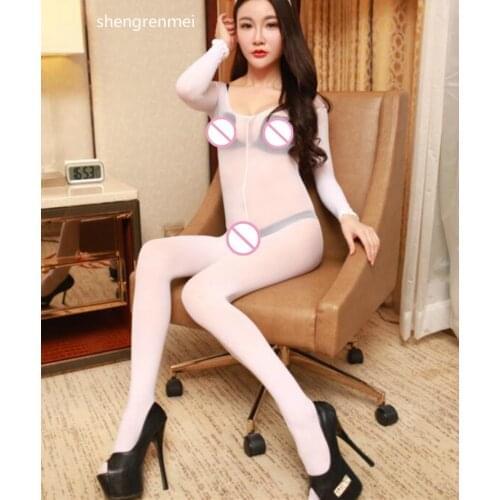 Shengrenmei Sexy Costumes Solid Color Lingerie Long Sleeves Sleepwear Sexy Pajamas Hot Bodysuit Sex Catsuit Erotic Women Clothes