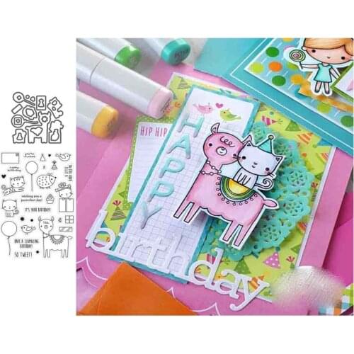 Alpaca Kitten Stamps and Dies Metal Cutting Dies for Scrapbooking Handmade Tools DIY Card Make Mould Model Craft Decoration New