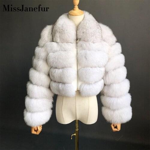 Natural Color Coat Short Real Fur Coat Women Natural Fox Fur Coats Winter Nine Quarter Sleeves Warm Clothing