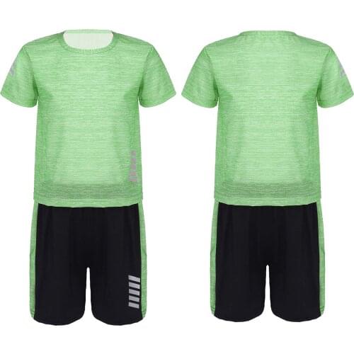 2Pcs Tracksuits Kids Boys Casual Sport Suit Clothes Summer Running T-shirt and Shorts Set for Gym Exercise Basketball Sportswear