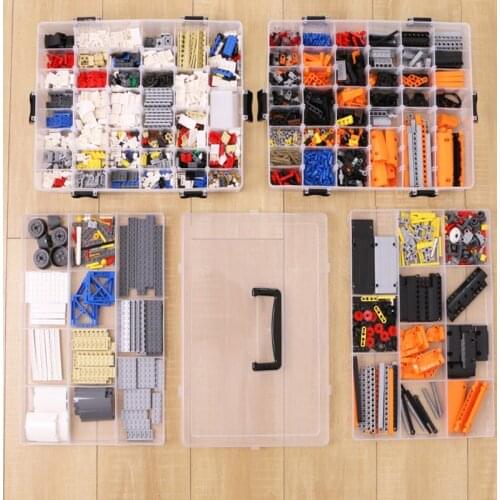 Building Blocks Toys Large Capacity Hand Kids Storage Case Clear Plastic Organizer Box Can Adjust The Storage Space