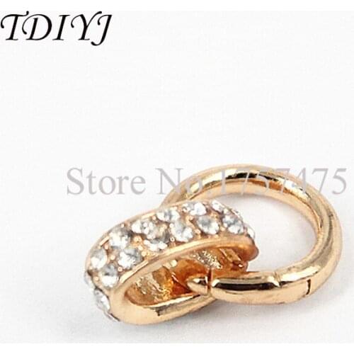 TDIYJ New Arrival Luxurious Gold Spring Clasp Pendants with Crystals for Floating Locket Wedding Jewelry 10pcs/lot