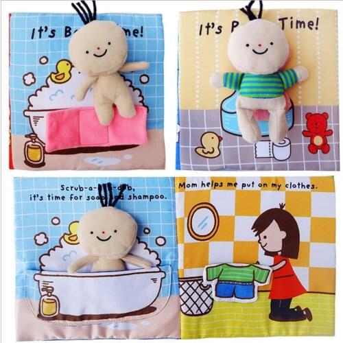 Cloth Books 3D Books 4Pages Sound Endoucational Cloth Books Toilet Bathing Cloth books For Newborn Baby G0422