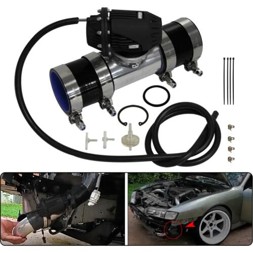 Black Aluminum Billet Anodized Type-4 SQV Blow Off Valve BOV +2.5" Flange Pipe +silicone +clanps +4mm vaccum hose black