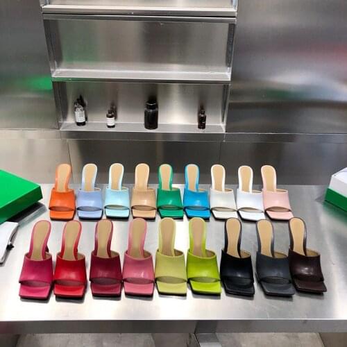 2021 NEW Summer Women Casual Shoes Cowhide high heel sandals Rome Womens square toe leather high heel sandals in 12 colors