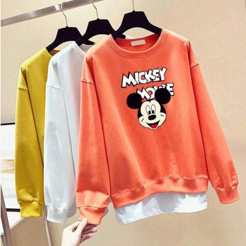Disney Cartoon Mickey Mouse Women Pullover Tops Long Sleeve Sweatshirt Hoodies Loose Oversized Streetwear Casual Autumn Clothes