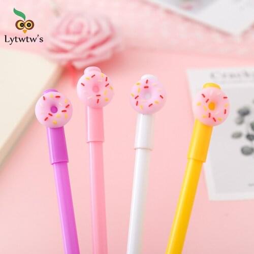 1 Piece Lytwtws Kawaii Cute Sweet Pink Donut School Office Supplies Stationery Gel Pen Creative Gift lovely Girls