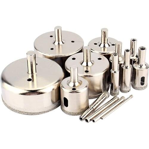 14Pcs/Set Efficient Construction 3-70mm Diamond Coated Hole Saw Drill Bit Cutter For Glass Marble Tile Diamond Glass Hole Opener