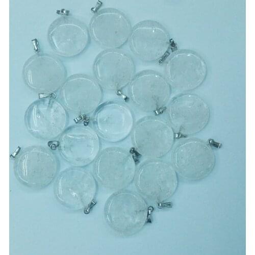 2016 Fashion natural crystal stone round charms pendants for Necklace making jewelry 50pcs/lot Wholesale free shipping
