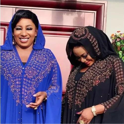 2021 Open Abaya Dubai Turkey Muslim Hooded Dress Women Chiffon Kaftan Beads Luxury Cardigan Plus Size Boubou Islamic Clothing