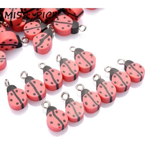 30/50/100Pcs Cute Ladybug Shape Design Polymer Clay Loose Spacer Beads for Jewelry Making DIY Bracelet Earring Kids Jewelry Kits
