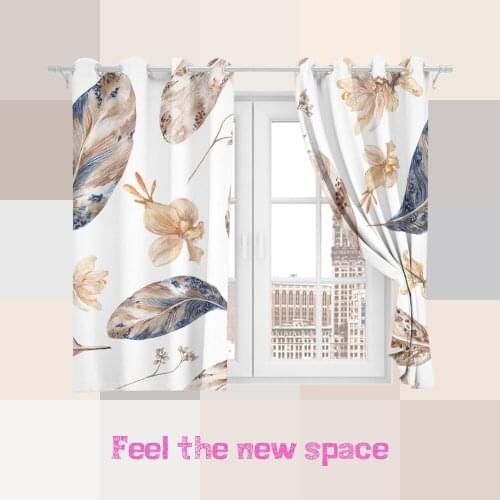 Perforated Hook 3D Blackout Curtains White Contracted Leaf Custom Full Blackout Sunscreen Windows Bedroom Living Room Decoration