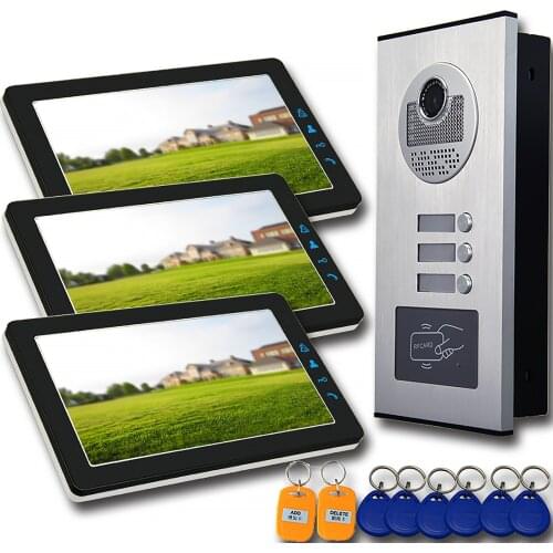 9 Inch Multi Apartments Families Video Door Intercom System 2/3/4/6/8/10/12 Units Apartment RFID Keyfobs Video Door phone Kits