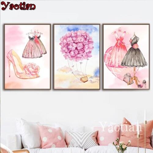 Romance Wedding Dress 5d Diy diamond Painting Cross Stitch full square round diamond embroidery 3 pieces home decor nordic art