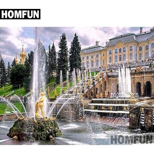 HOMFUN Full Square/Round Drill 5D DIY Diamond Painting "Castle scenery" Embroidery Cross Stitch 5D Home Decor Gift A02699