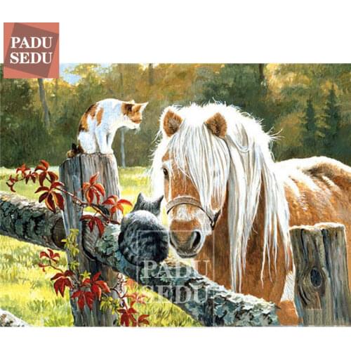 Diamond Painting Horse And Cat Daimond Art Mosaic Embroidery Animals Horses Cross Stitch Bead Picture Kits Decoration Home Gifts