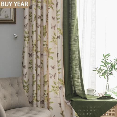 American Curtains for Living Dining Room Bedroom Rural Country Printed Cotton and Linen Curtains Finished Product Customization