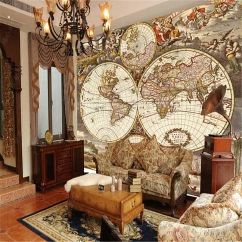 Beibehang murals European painting color map of ancient maps of Europe painting wallpaper backdrop office charts photo wallpaper