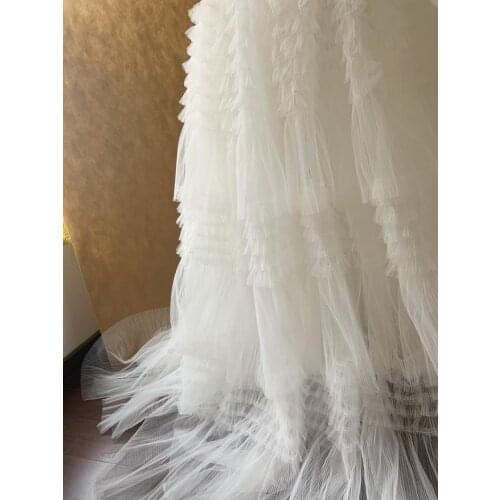 Off White Tulle Ruffle Fabric For Cake Dress Bridal Dress Fabric Ruffled Bridal Tulle Fabric