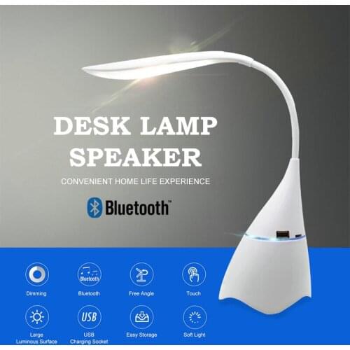 Black White Desk Lamp Speaker Wireless Bluetooth Audio Night Lamp Rechargeable Speaker Adjustable Brightness Reading Light