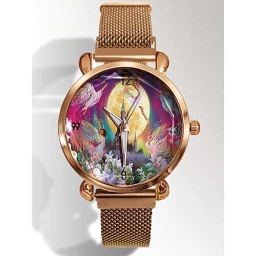 Reloj 2021New 3D Anime Cartoon Women Watch Fashion Five-Color Mesh Belt Magnet Buckle Ladies Casual Dress Watch Montre femme