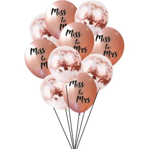 Chicinlife 10PCS Miss To Mrs balloon Bachelorette Hen Party Bridal Shower Wedding Heart Ballon Home Decoration supplies