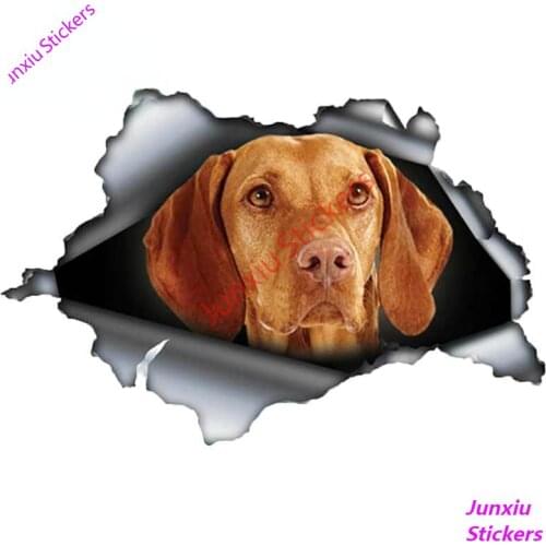 Cartoon Animals 3D Vizsla Dog Car Sticker Torn Metal Pet Decal JDM Car Bumper Decor Auto Motorcycle Exterior Decor PVC13x9cm