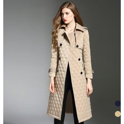 Long jacket 2018 Women Thicken Warm Winter Coat Parka big size Overcoat England style down cotton Outwear female khaki coat
