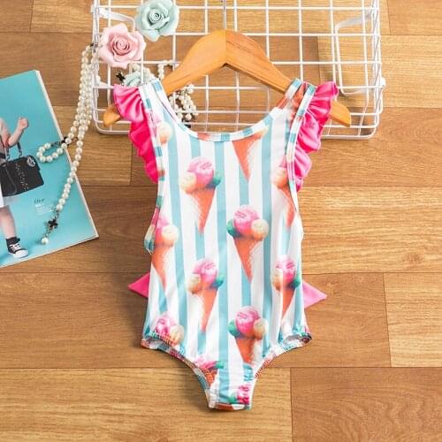 Toddler Girls Cute One Piece Swimsuit Baby Kids Cartoon Print Swimming Bathing Suit Children 1-5Y Beach Bikini Holiday Swimwear