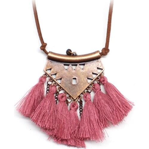 European And American Retro Alloy Hollow Fan Polychromatic fringes Necklace Pendant Simple Sweater Chain Necklace